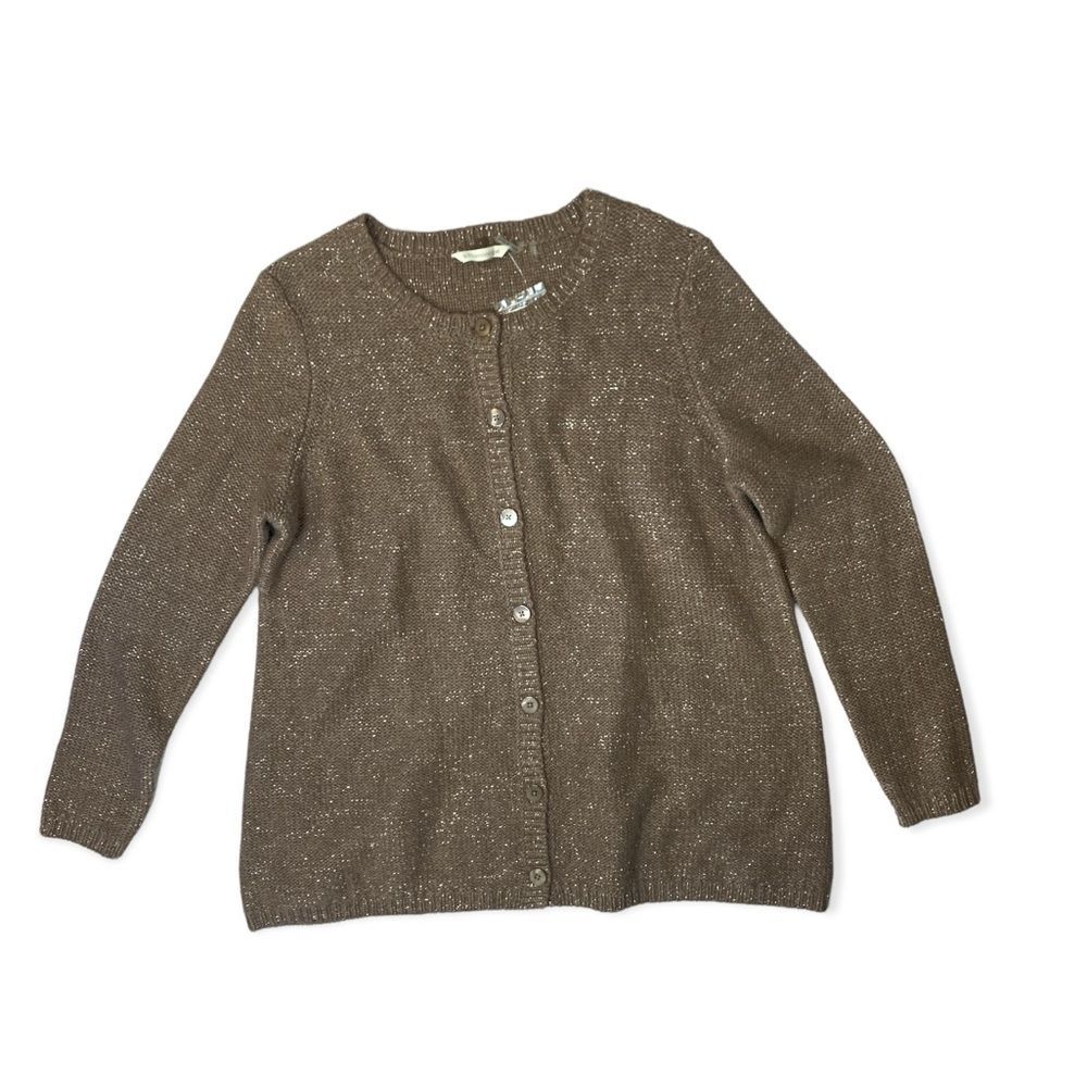 Soft Surroundings Brown Sparkling Sweater Cardigan SZ Large NWT